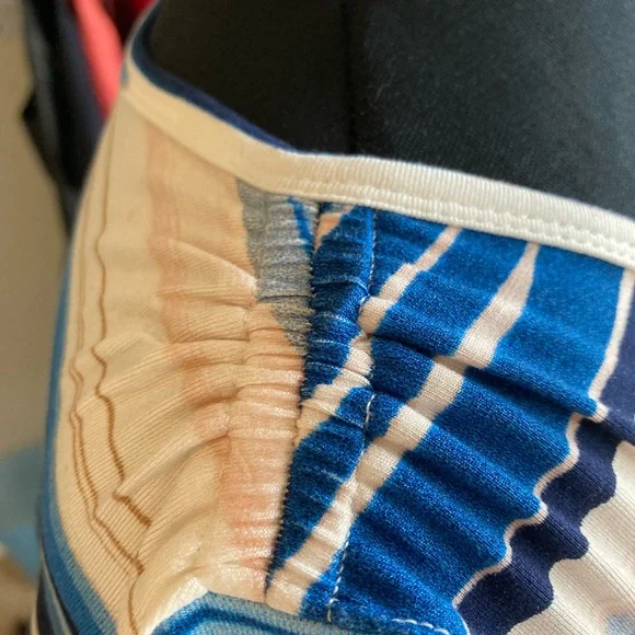 NWT: WHBM Striped Blue and White V-Neck Dress with tie belt and flutter sleeves - Picture 6 of 16